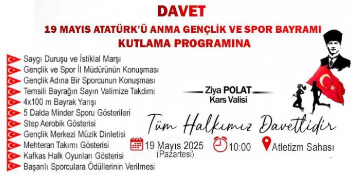 19 Mayıs Coşkusu 106. Yılında Kars'ta da Kutlanıyor