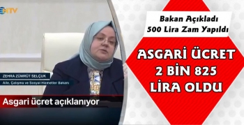 Asgari Ücret 2 Bin 825 Lira Oldu