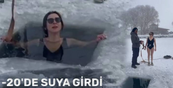 Buzu Kırıp -20 Derecelik Suya Girdi!