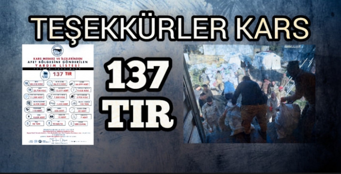Deprem Bölgelerine Kars'tan 137 Tır Gitti