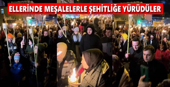 Ellerinde Meşalelerle Şehitliğe Yürüdüler