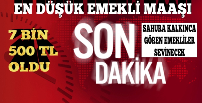 En Düşük Emekli Maaşı 7 bin 500 Lira Oldu