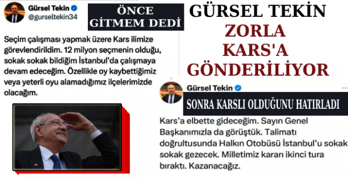 Gürsel Tekin Zorla Kars'a Görevlendirildi