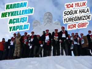 90 Bin Şehit Anısına Yapılan Kardan Heykellerin Açılışı Yapıldı