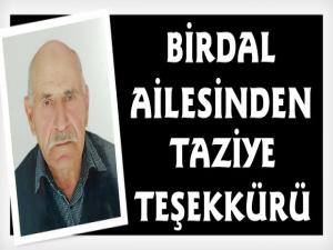 Birdal Ailesinden Taziye Teşekkür Mesajı