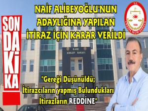 İl Seçim Kurulu Naif Alibeyoğlu'nun Adaylığı Hakkında Kararı Açıkladı