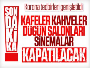 Kafeler, Kahvehaneler, Düğün Salonlarına Koronavirüs Kapaması