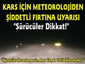 Kars'a Meteorolojiden Kar ve Tipi Uyarısı