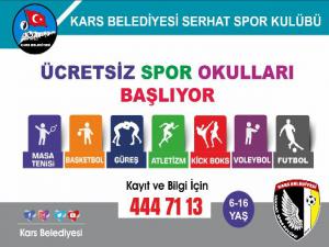 Kars Belediyesi'nin Ücretsiz Spor Okulu Başvuruları Başladı