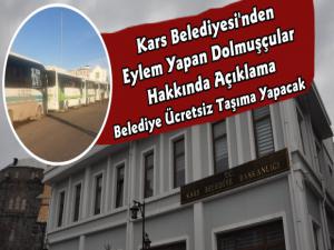 Kars Belediyesi Ücretsiz Dolmuş Seferlerini Başlatıyor