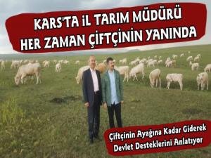 Kars İl Tarım Müdürü Hüseyin Düzgün Çiftçinin Yanında