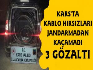 Kars Jandarma Kablo Hırsızlarını Yakaladı 3 Gözaltı