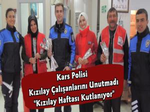 Kars Polisi Kızılay Haftasında Kızılay Çalışanlarını Ziyaret Etti