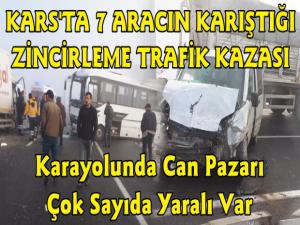 Kars'ta 7 Aracın Karıştığı Trafik Kazası Çok Sayıda Yaralı Var