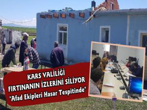 Kars'ta AFAD Ekipleri Fırtına Hasarı Tespit Çalışmasında