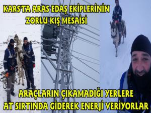 Kars'ta Aras Edaş Ekipleri Elektrik Arızalarına At Sırtında Gidiyorlar
