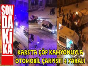 Kars'ta Çöp Kamyonunun Karıştığı Trafik Kazası 4 Yaralı