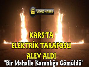Kars'ta Elektrik Trafosu Alev Alev Yandı
