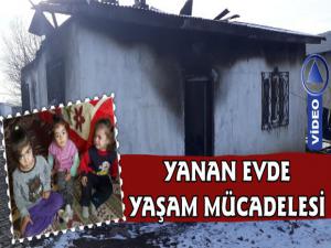 Kars'ta Evi Yanan Aile Yardım Bekliyor