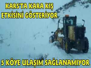 Kars'ta Kar Yağışı Etkisini Gösteriyor 5 Köye Ulaşım Sağlanamıyor