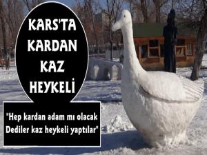 Kars'ta Kardan Kaz Heykeli Yaptılar