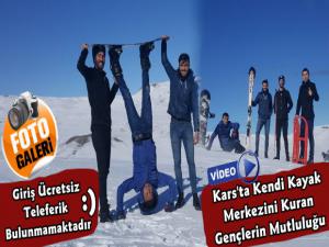 Kars'ta Kendi Kayak Merkezlerini Kuran Gençlerin Mutluluğu