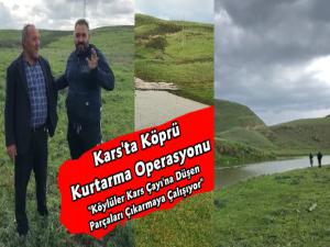 Kars'ta Köylülerden Köprü Kurtarma Operasyonu