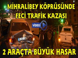 Kars'ta Mihralibey Köprüsünde Feci Trafik Kazası 2 Araçta Büyük Hasar