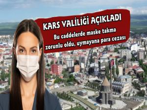 Kars'ta O Caddelerde Maske Takmak Zorunlu Oldu