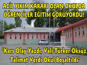 Kars'ta O Okul Valilik Talimatı İle Boşaltıldı