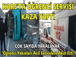 Kars'ta Öğrenci Servisi Kaza Yaptı Çok Sayıda Yaralı Var