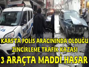 Kars'ta Polis Aracınında Karıştığı Zincirleme Trafik Kazası