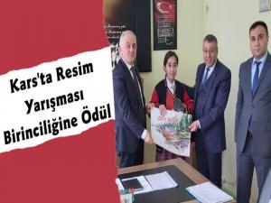 Kars'ta Resim Yarışmasında İl Birincisine Ödül