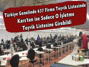 Kars'ta Sadece O Firma Yatırım Teşvik Belgesi Aldı