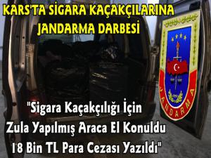 Kars'ta Sigara Kaçakçılığı Yapan Araca El Konuldu, 18 Bin TL Para Cezası Yazıldı