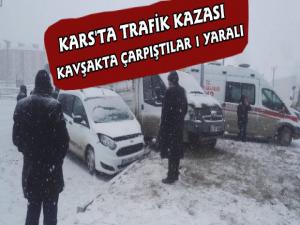 Karsta Trafik Kazası 1 Yaralı
