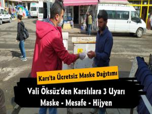 Kars'ta Ücretsiz Maske Dağıtımı Devam Ediyor