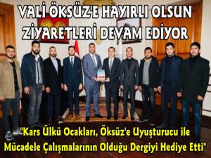 Kars'ta Ülkücülerden Vali Öksüz'e 'Hayırlı Olsun' Ziyareti