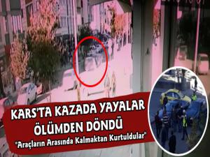 Kars'ta Yayalar Kazada Ölümden Döndü