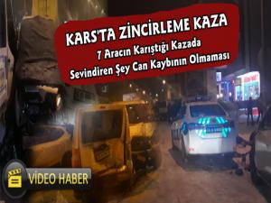 Kars'ta Yedi Aracın Karıştığı Zincirleme Trafik Kazası