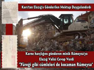 Kars'tan Elazığ'a Gönderilen Mektup Duygulandırdı