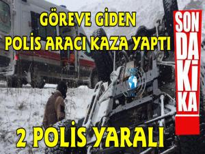 Kars'tan Erzurum'a Göreve Giden Polis Aracı Kaza Yaptı