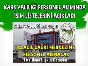 Kars Valiliği Sözleşmeli Personel Alımı İçin Listeye Giren İsimleri Açıkladı