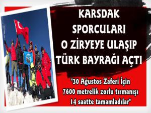 Karsdak Sporcuları Ağrı Dağının Zirvesine Türk Bayrağı Açtılar