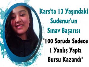 Karslı Sudenur'un Bursluluk Sınavı Başarısı