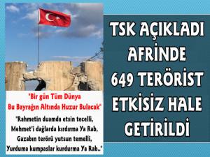 TSK Açıkladı Mehmetçik 649 Teröristi Etkisiz Hale Getirdi