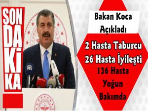 Türkiye'de Koronavirüs'ten İyileşen Hasta Sayısı 26 