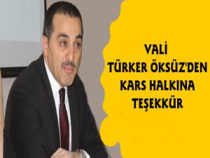 Vali Türker Öksüz'den Kars Halkına Teşekkür