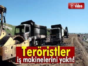 Muş'ta PKK'lılar iş makinesi yaktı