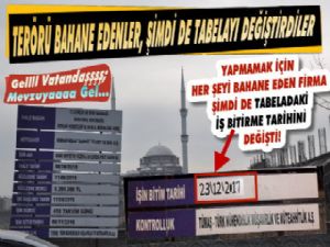 Stadyumu yapamayan firma şimdide tabelayı değişti!